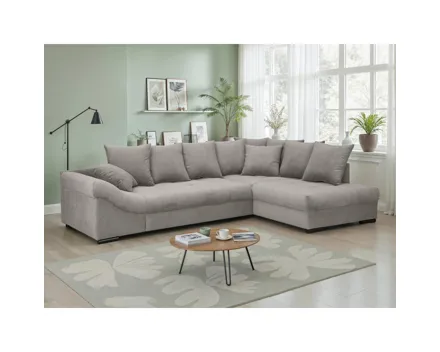 Ecksofa Baccara Stoff Bora Stone, Recamiere rechts