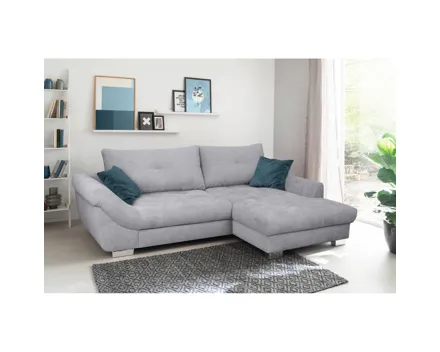 Ecksofa Carmen Stoff grau, Recamière rechts