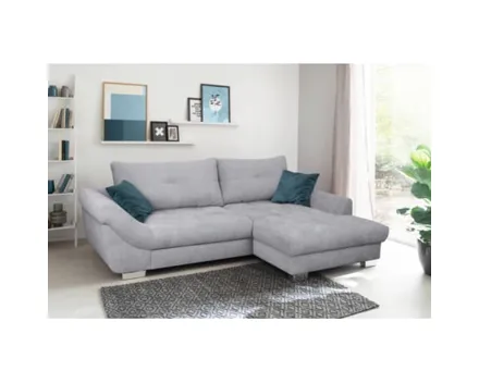 Ecksofa Carmen Stoff grau, Recamière rechts