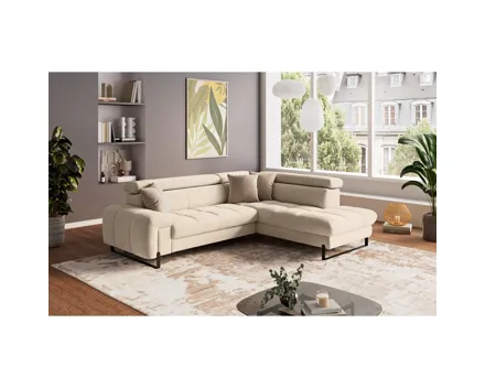 Ecksofa Esperanza Stoff beige, Ottomane rechts