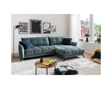 Ecksofa Freya Stoff petrol, Recamière