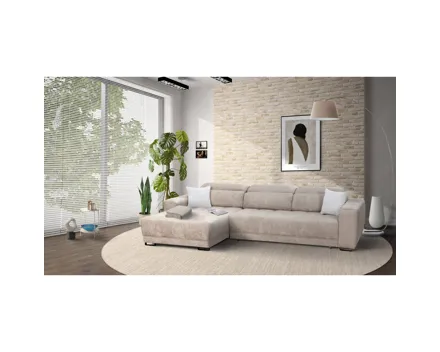 Ecksofa Grazia, Microfaser silver-beige, Recamière links