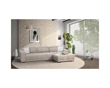 Ecksofa Grazia, Microfaser silver-beige, Recamière rechts