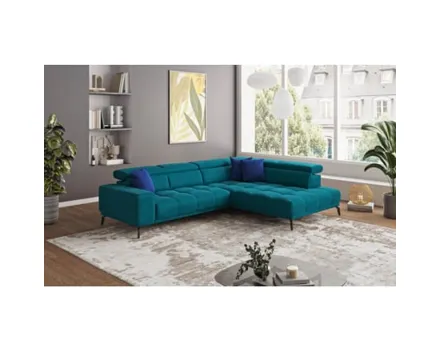 Ecksofa Jamba Stoff petrol, Ottomane rechts