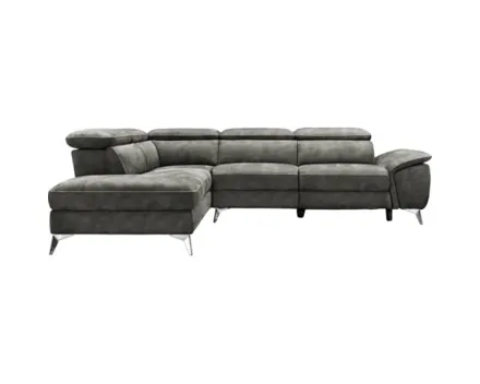 Ecksofa Kian Stoff grau, Ottomane links