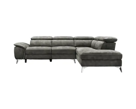 Ecksofa Kian Stoff grau, Ottomane rechts