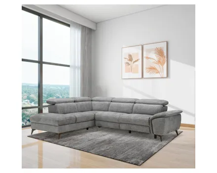 Ecksofa Kiani, Stoff grau, Ottomane links