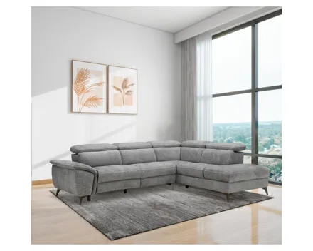 Ecksofa Kiani, Stoff grau, Ottomane rechts