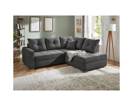 Ecksofa Leon Stoff Cord grau