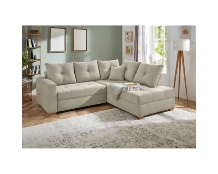 Ecksofa Leon Stoff Cord greige