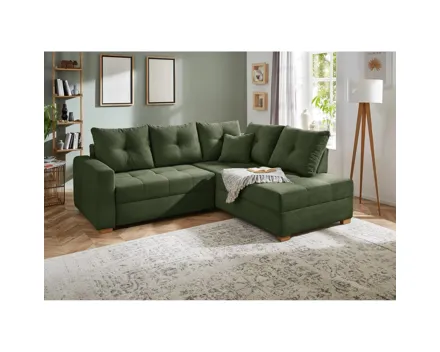Ecksofa Leon Stoff Cord grün