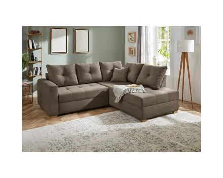 Ecksofa Leon Stoff Cord taupe