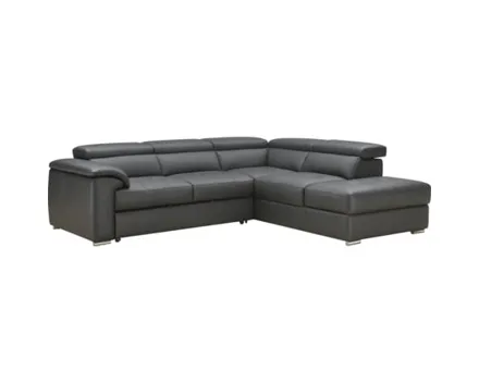 Ecksofa Miro, Spaltleder schwarz, Ottomane rechts