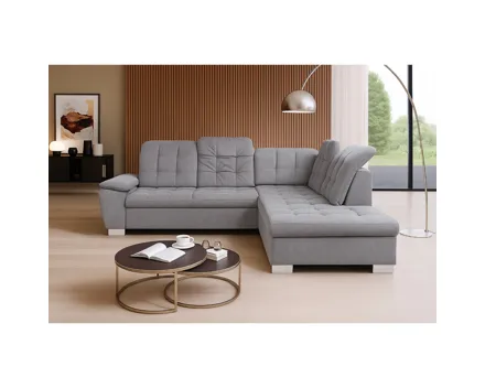 Ecksofa Nicole Stoff grau, Recamière rechts