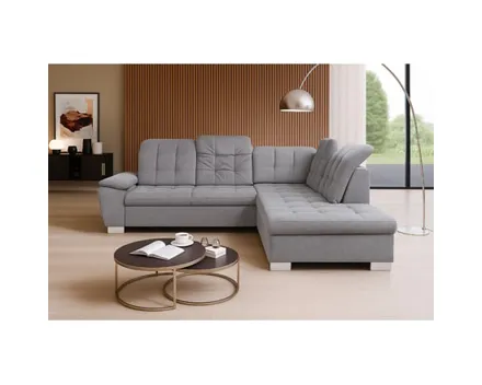 Ecksofa Nicole Stoff grau, Recamière rechts