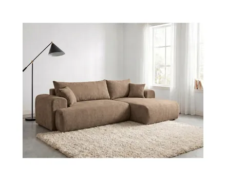 Ecksofa Noah Stoff braun, Recamiere rechts