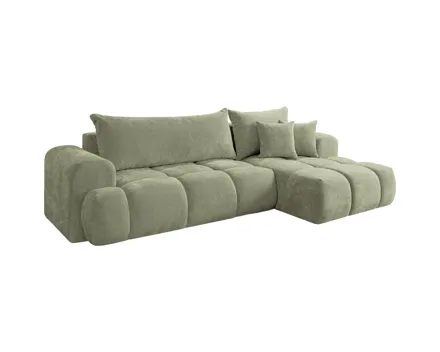Ecksofa Nubo Stoff grün, Recamiere rechts