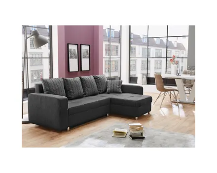 Ecksofa Olbia Stoff dunkelgrau, Recamière rechts