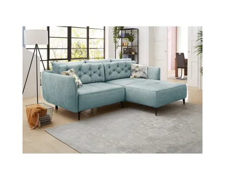 Ecksofa Oslo Stoff Samtvelours hellblau