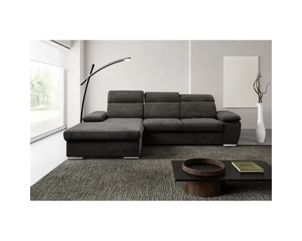 Ecksofa Palma I Stoff anthrazit, Ottomane links