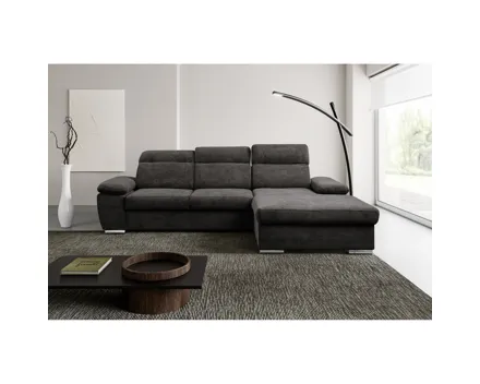 Ecksofa Palma I Stoff anthrazit, Ottomane rechts