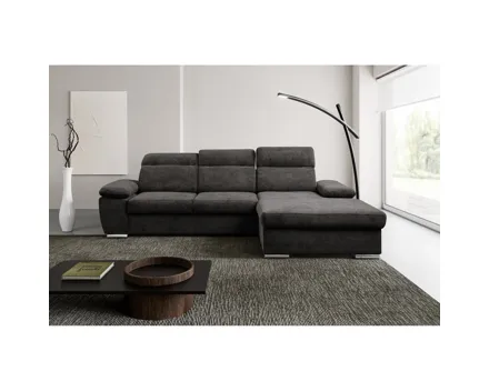 Ecksofa Palma I Stoff anthrazit, Ottomane rechts