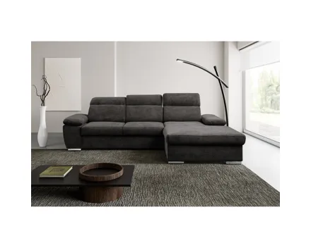 Ecksofa Palma I Stoff anthrazit, Ottomane rechts