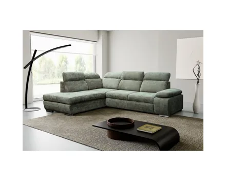 Ecksofa Palma II Stoff grün, Récamiere links