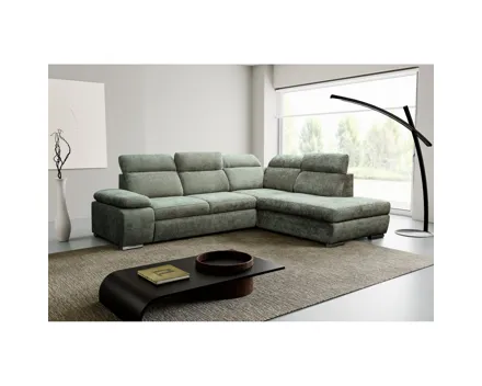 Ecksofa Palma II Stoff grün, Récamiere rechts