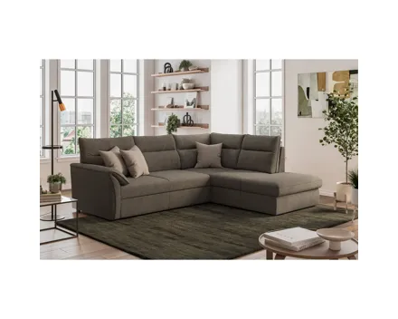 Ecksofa Primo Stoff braun, Ottomane rechts