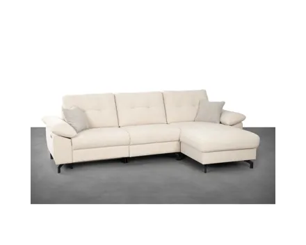 Ecksofa Raphael Stoff beige Ottomane rechts