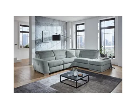 Ecksofa Regensburg Stoff steel, Ottomane rechts