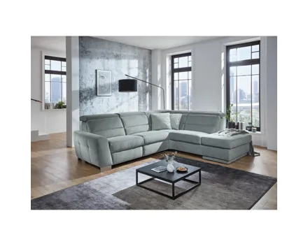 Ecksofa Regensburg Stoff steel, Ottomane rechts