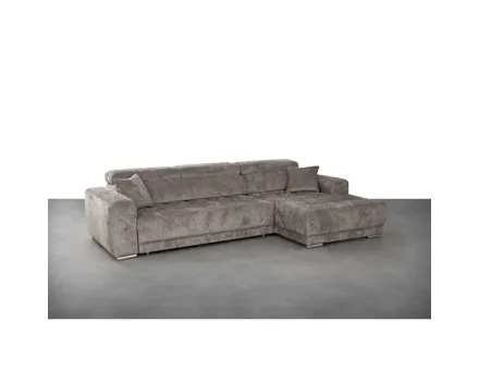 Ecksofa Rimini Stoff Grau mit Ottomane rechts