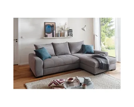 Ecksofa Roger Stoff Chenille grau