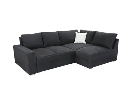 Ecksofa Sydney Velour schwarz, 260 x 181 cm