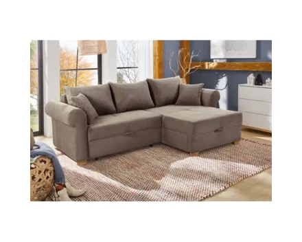 Ecksofa Sylt Cordstoff braun, Recamière rechts
