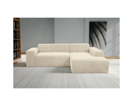 Ecksofa Zeus Stoff Cord Poso natur, Ottomane rechts