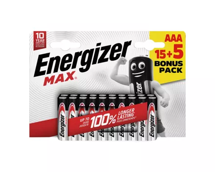 Energizer Batterien MAX AAA 15 + 5 Stück Gratis