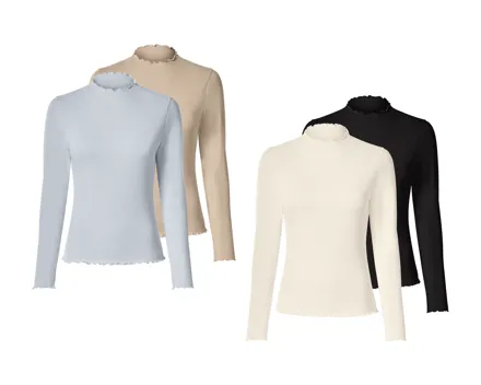 Esmara Gerippte Langarmshirts, 2er-Set