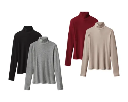 Esmara Gerippte Rollkragenshirts, 2er-Set