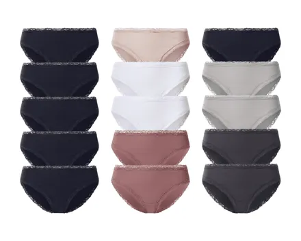 Esmara Gerippte Slips mit Spitze, 5er-Set