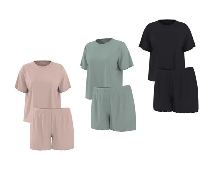 ESMARA Gerippter Pyjama, 2-tlg.