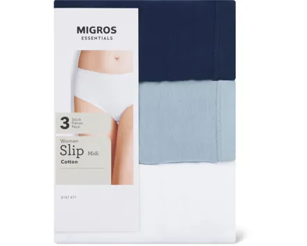 Essentials Damen-Slip Midi, 3er-Pack