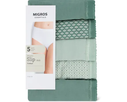 Essentials Damen-Slip Midi, 5er-Pack