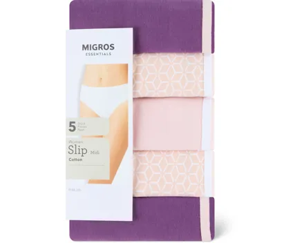 Essentials Damen-Slip Midi, 5er-Pack