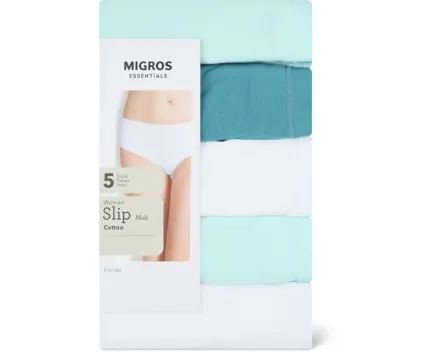 Essentials Damen-Slip Midi oder Maxi, 5er-Pack