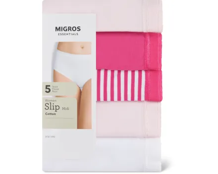 Essentials Damen-Slip-Mini, -Midi, -Maxi oder -Hipster, 5er-Pack