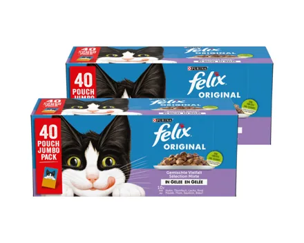 Felix Original Katzenfutter in Gelee assortiert 40x85g 2x 3400g