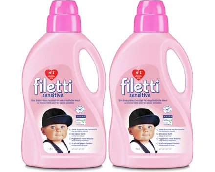 Filetti Flüssig-Waschmittel Sensitive Gel 20 Waschgänge 2x1,5l